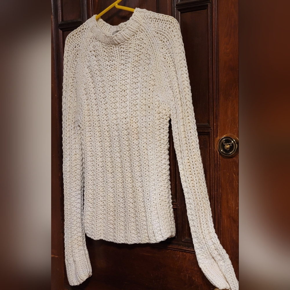 J Crew Knit By Hand Chunky Knit Sweater-Ivory Creme-Medium